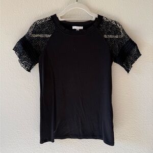 Stella & Dot Maette Black Lace Sleeve Women's Top